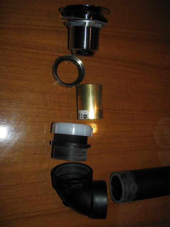 Left Basin Drain Components Close Up